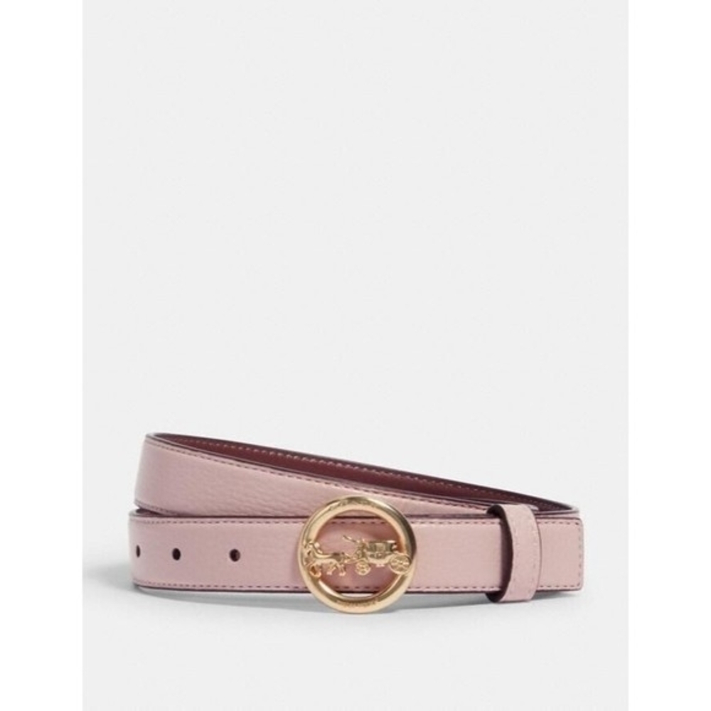 Coach Pink Leather Signature Horsebit Circle Belt - Size M
